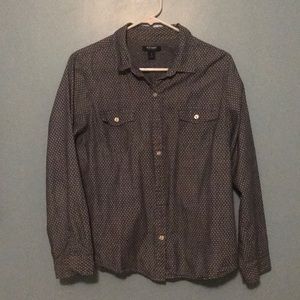 Blue w/ white dots button down shirt